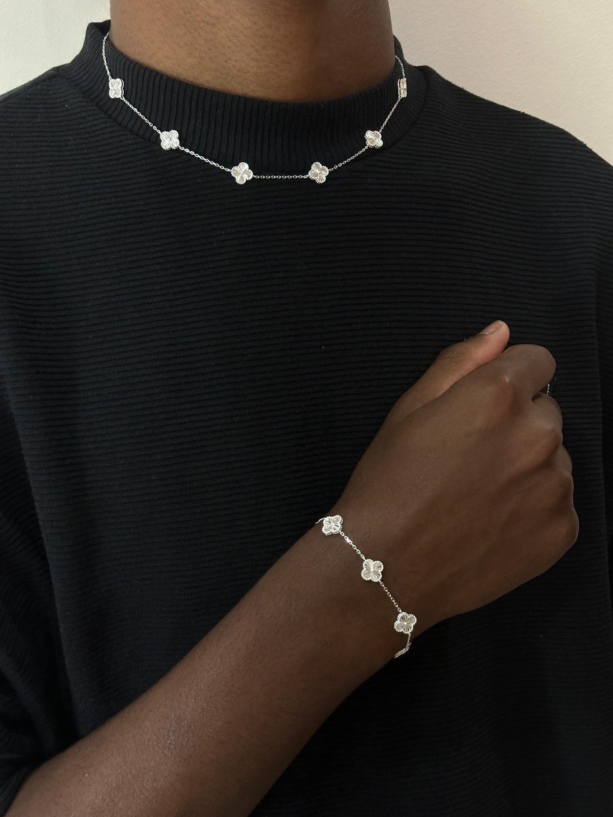 Kit Trevo Diamantado PRATA 925