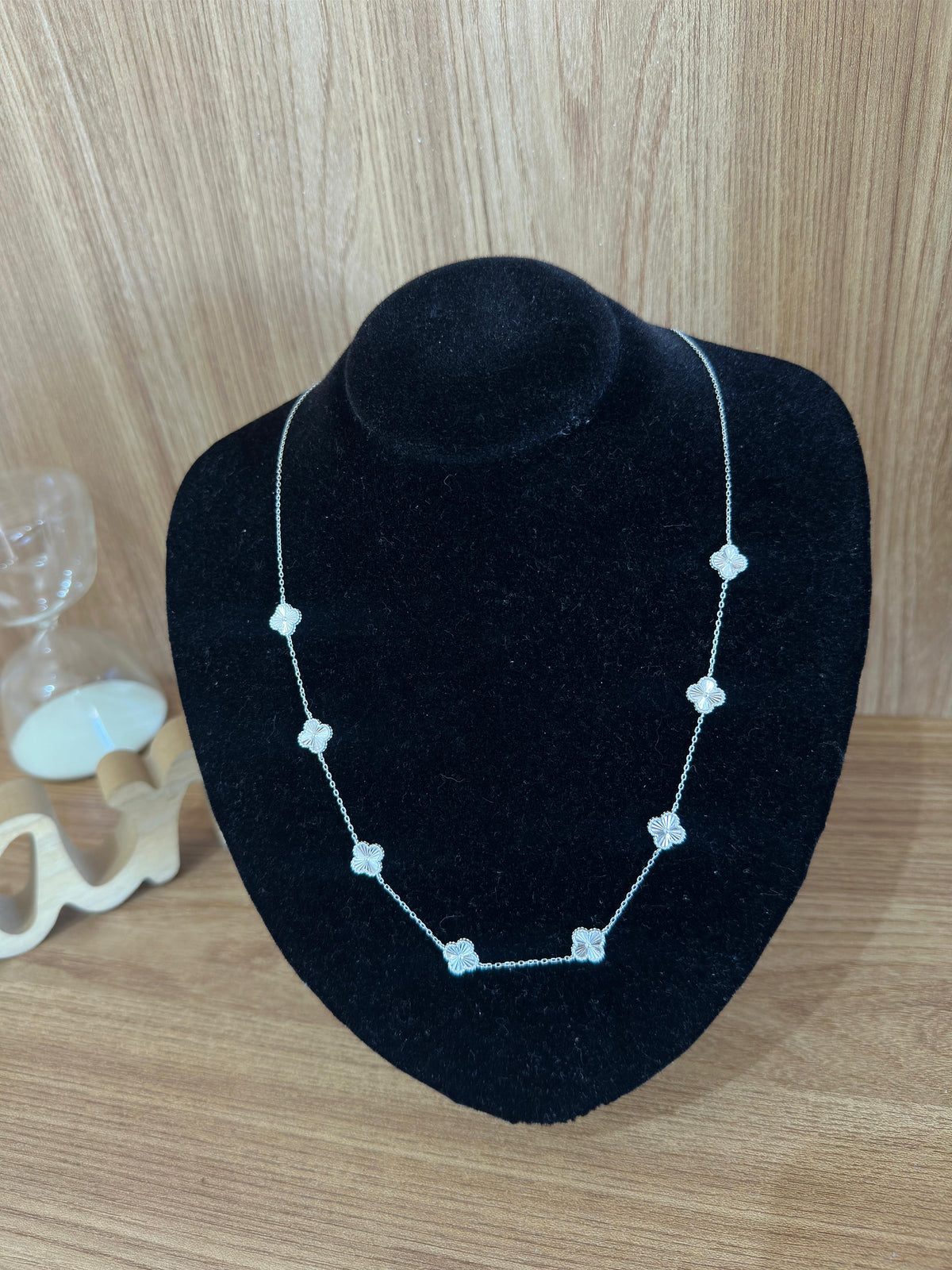 Colar Trevo Diamantado 60cm Prata 925!