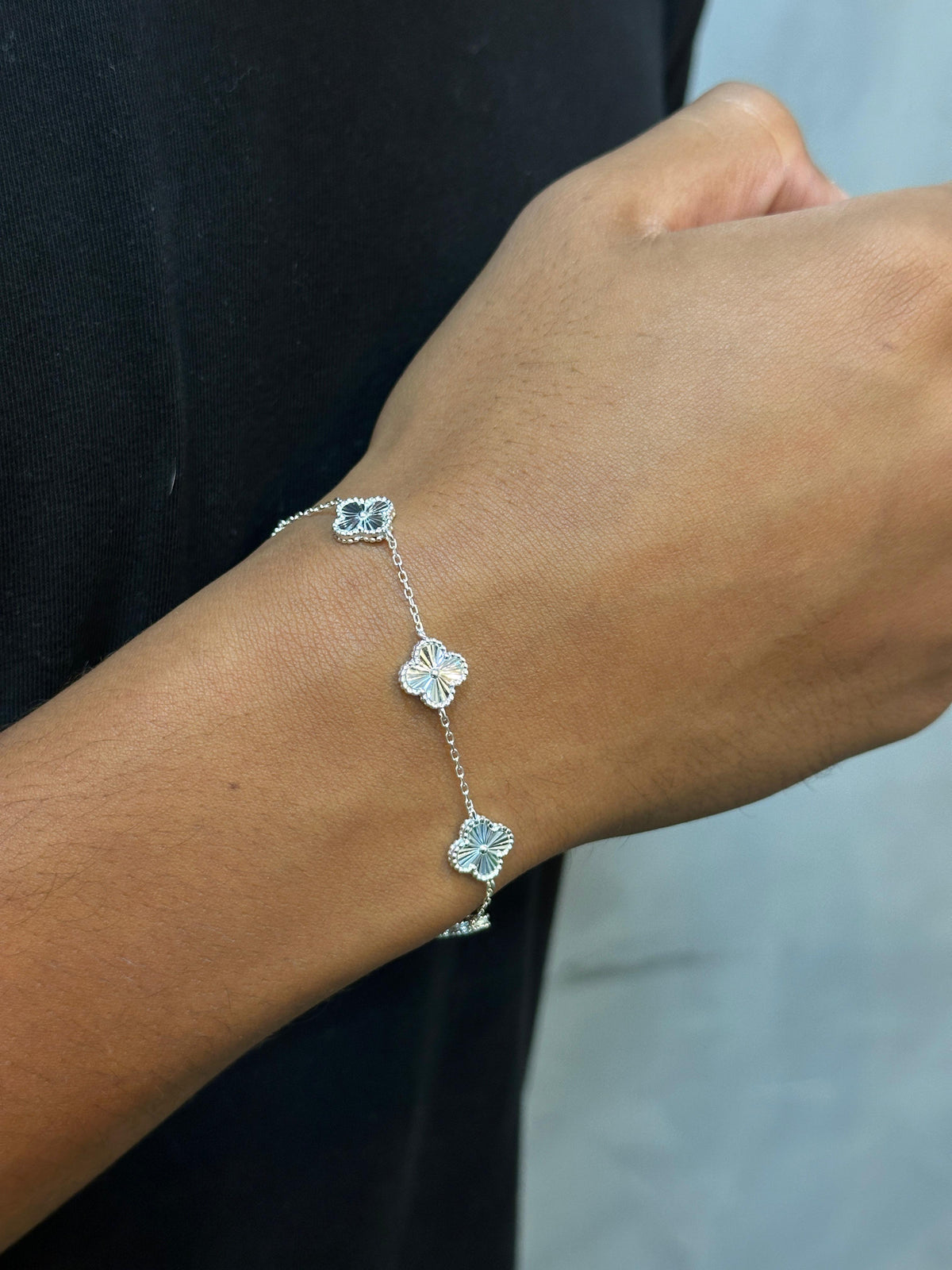 Pulseira Trevo Diamantada PRATA 925