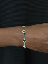 Pulseira Trevo Malaquita / PRATA 925