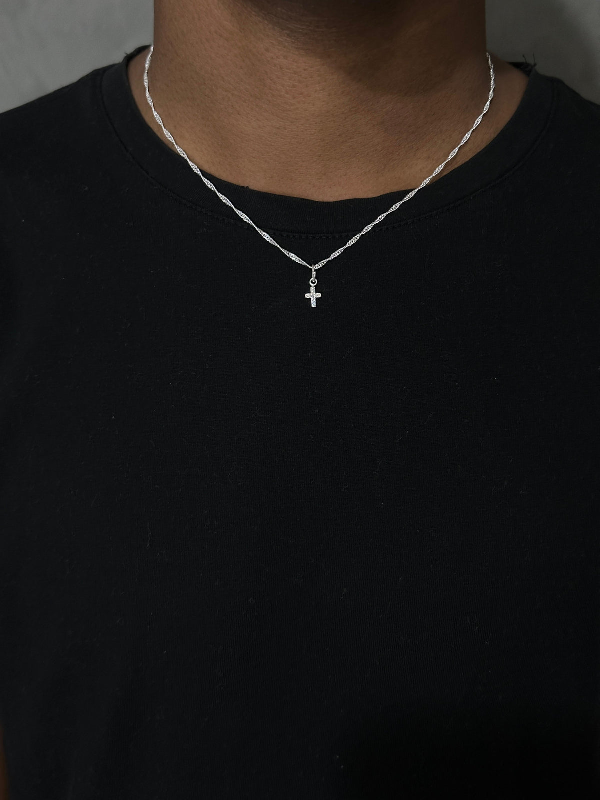 Gargantilha PRATA 925 Singapura Cruz P / 45cm