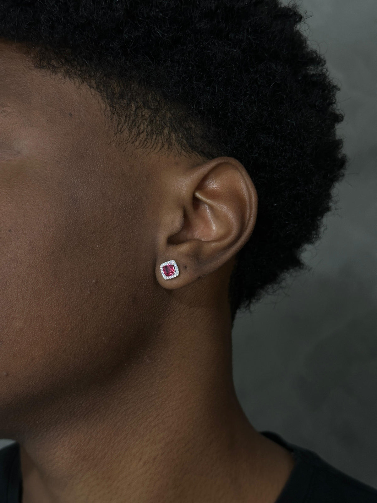 Brinco PRATA 925 Quadrado Ponto Vermelho!