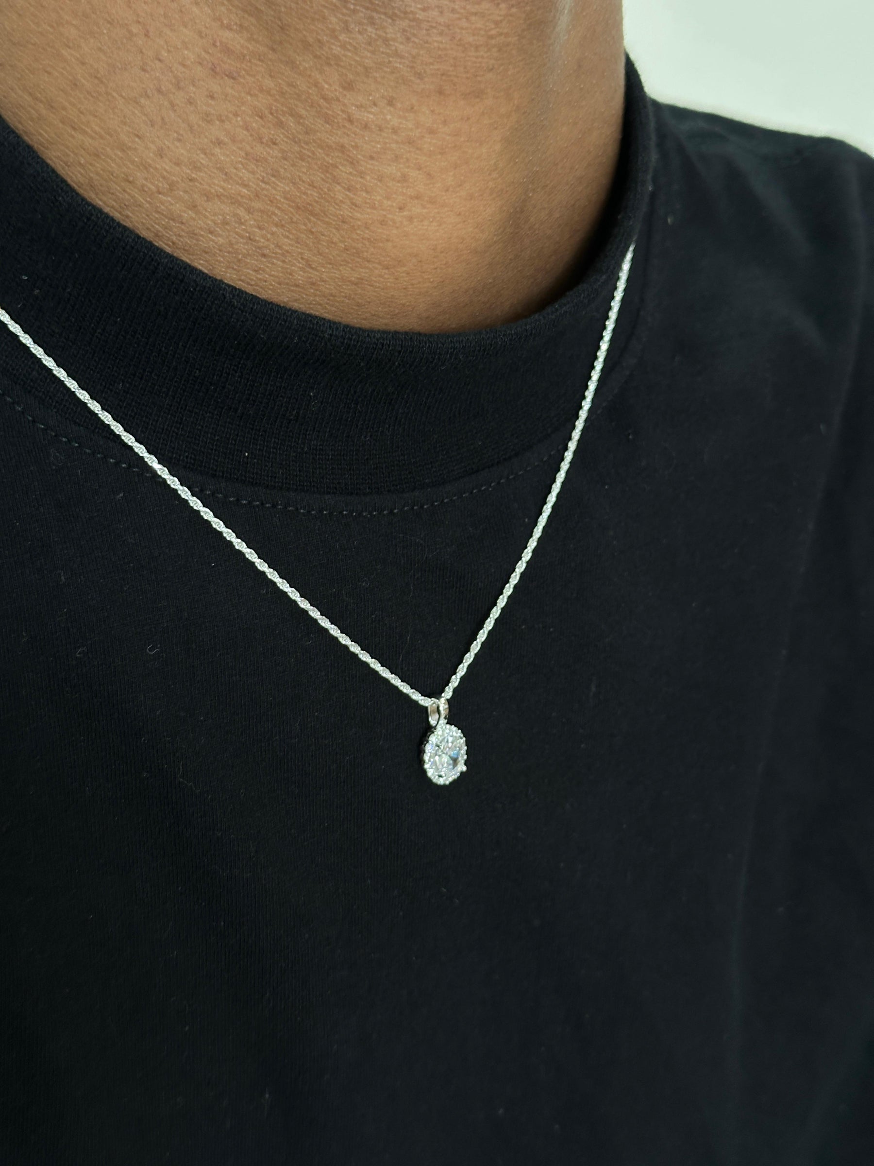 Gargantilha Cordão Baiano Ponto de Luz Oval ´PRATA