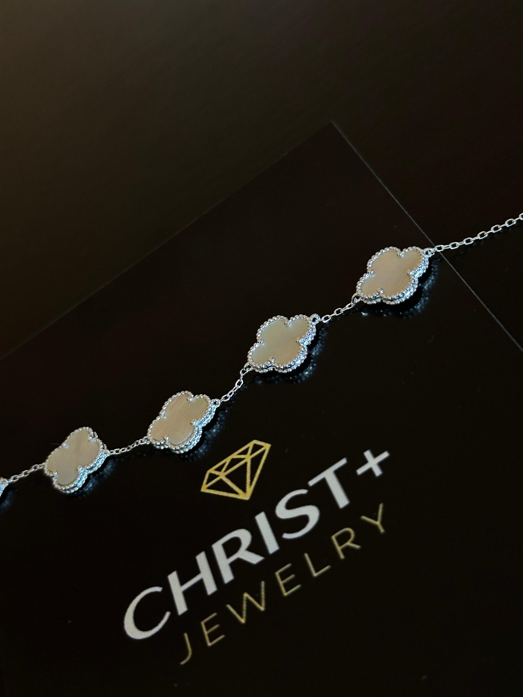 Pulseira Trevo Madrepérola 1,4cm 16+5cm