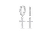 Argola Cruz Pend Cravejada PRATA 925 / 2,5mm x 1,1cm