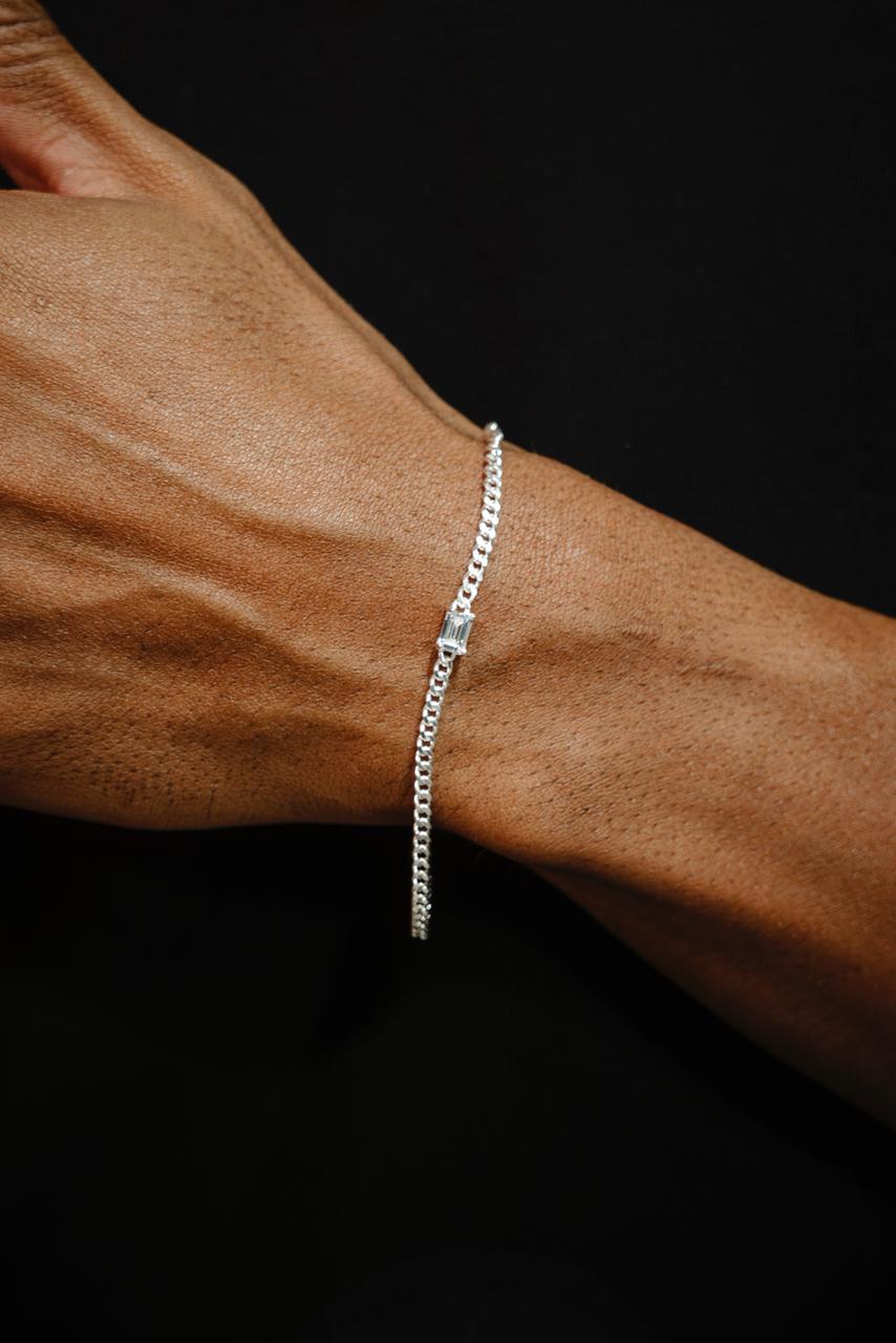 Pulseira Grumet 3mm PRATA 925 Retangular!