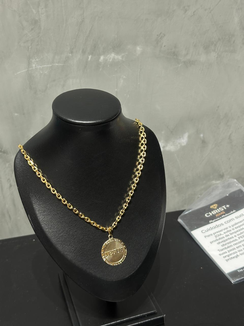 Cordão Cadeado 4.5mm Banhad Ouro 18k  / Pingente Salmo 21
