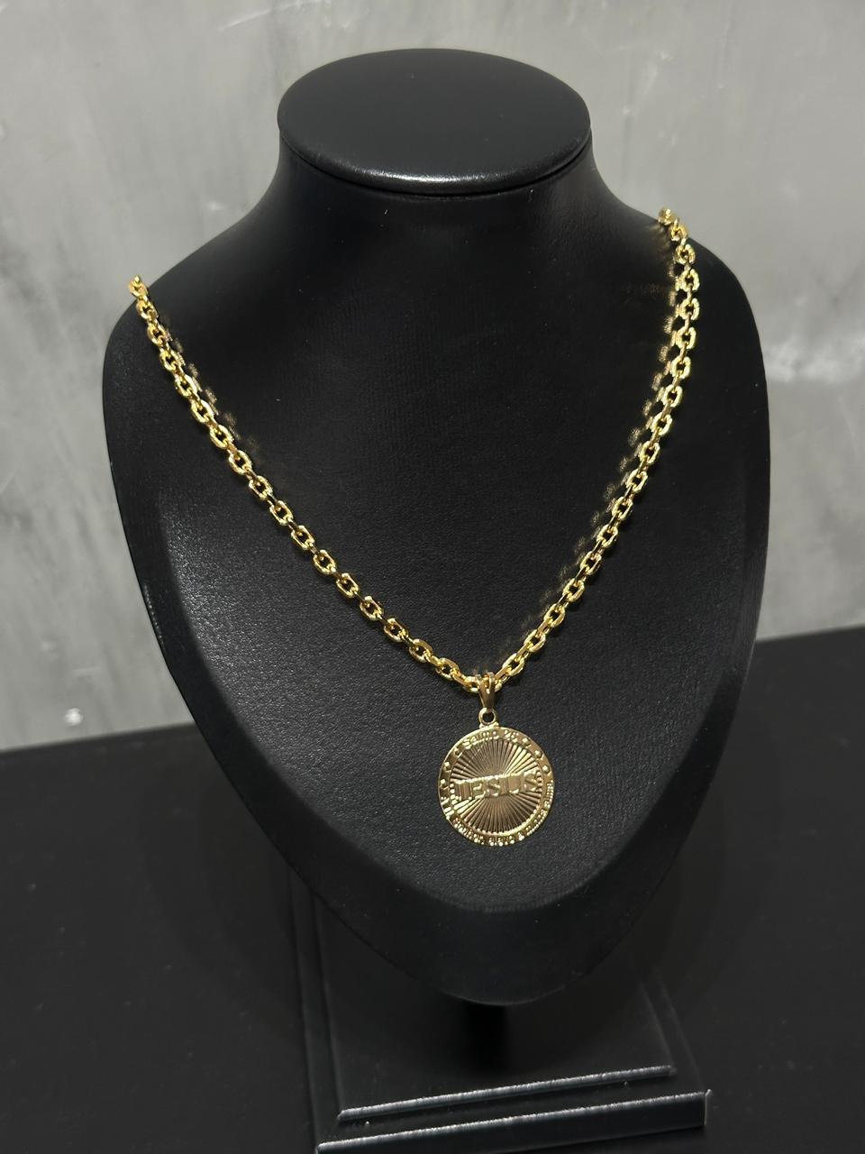 Cordão Cadeado 4.5mm Banhad Ouro 18k  / Pingente Salmo 21