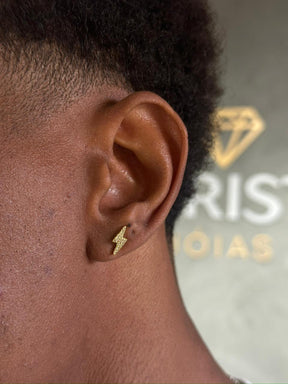 Brinco Raio Cravejado, Banhado a Ouro 18k
