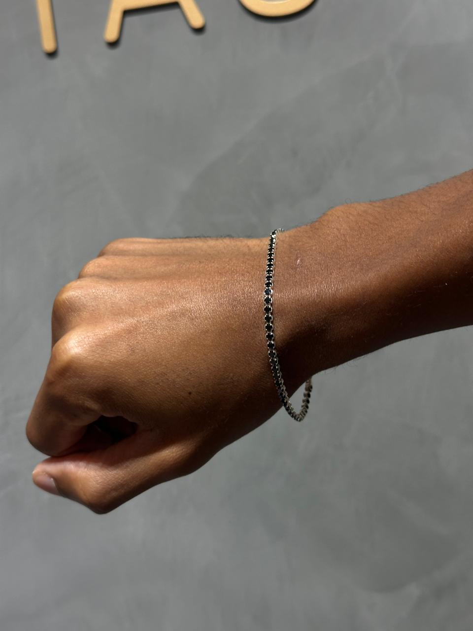 Pulseira Riviera Black 2,5mm PRATA 925/ 20cm