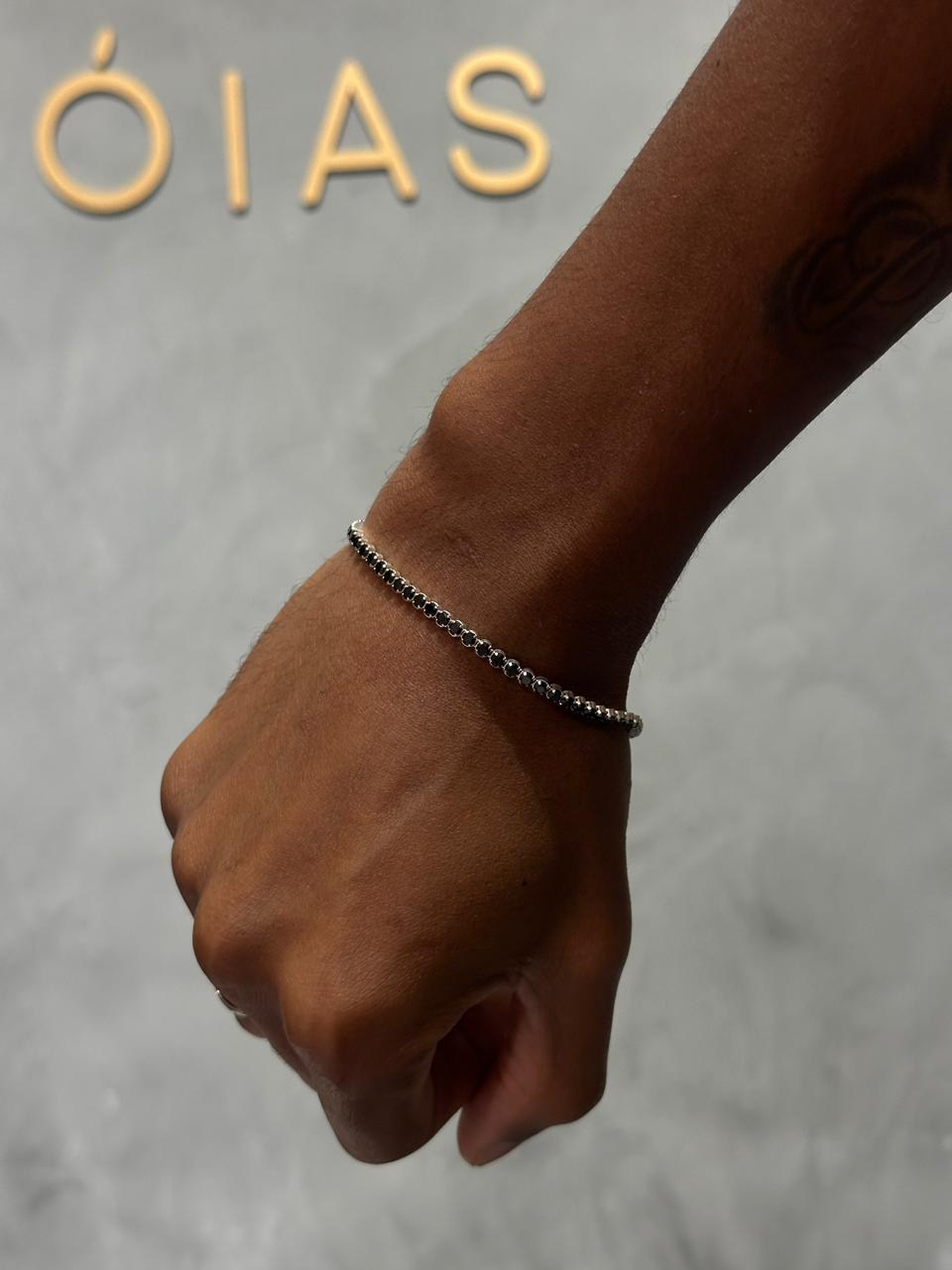 Pulseira Riviera Black 2,5mm PRATA 925/ 20cm