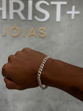 Pulseira Grumet 8mm Cravejada PRATA 925