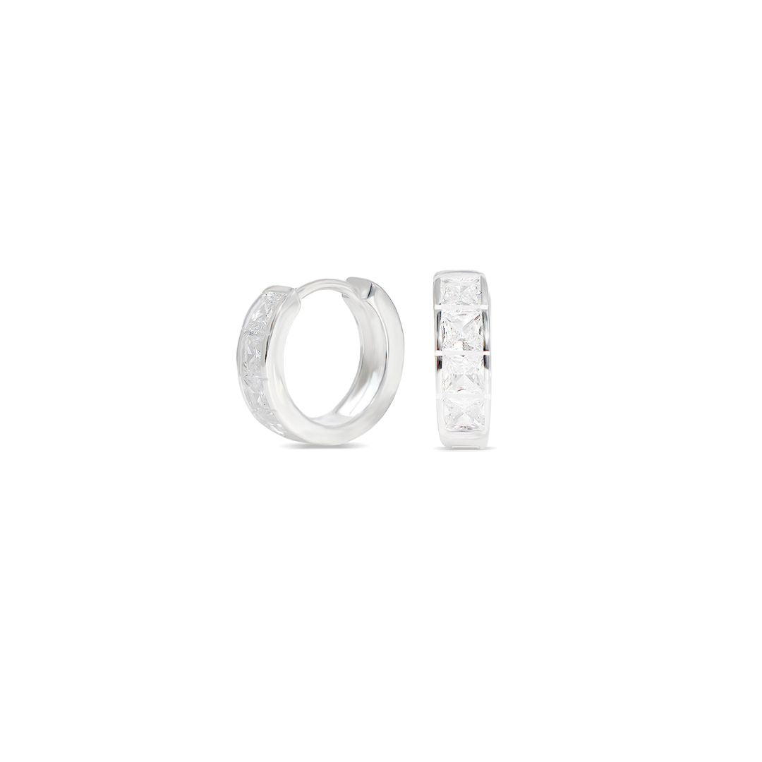 Argola Prata / 4 Pedras Zirconias