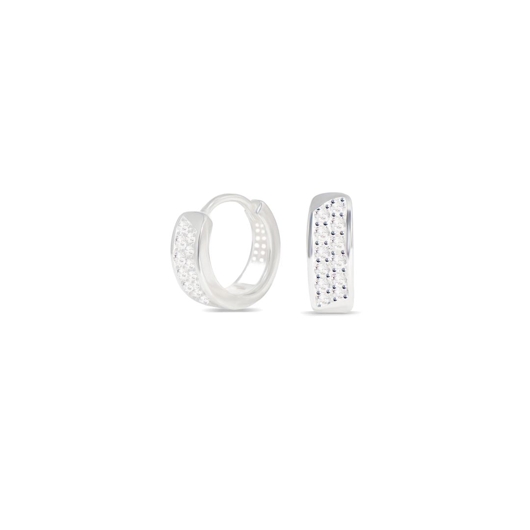 Argola Aro 12 Pedras PRATA 925 / 4mm 1,2cm