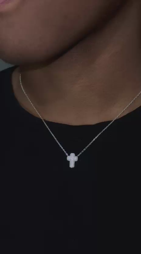 Gargantilha Cruz Colada - Prata 45cm.